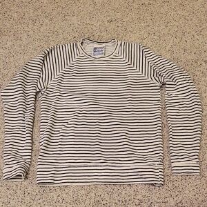 Jungmaven Crew Neck Sweatshirt Striped Navy Cream Organic Hemp Cotton Xsmall